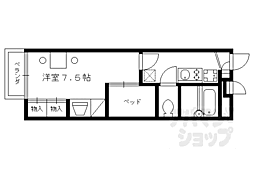 京都市営烏丸線 北大路駅 徒歩23分の賃貸アパート 2階1Kの間取り