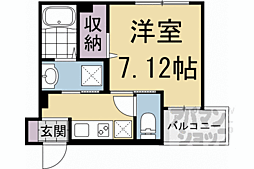 プリメール白梅町 3階1Kの間取り