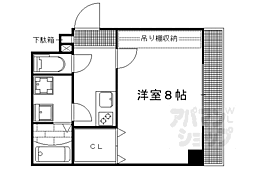 フラッティ千本今出川 1階1Kの間取り