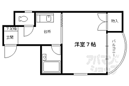 京都市営烏丸線 五条駅 徒歩8分の賃貸マンション 2階1Kの間取り