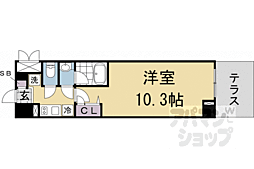 京都地下鉄東西線 東山駅 徒歩6分の賃貸マンション 1階1Kの間取り
