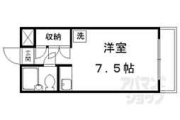 京都市営烏丸線 北大路駅 徒歩30分の賃貸マンション 2階ワンルームの間取り