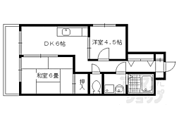叡山電鉄鞍馬線 岩倉駅 徒歩10分の賃貸マンション 3階2DKの間取り