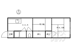 京都市営烏丸線 四条駅 徒歩8分の賃貸マンション 2階2Kの間取り