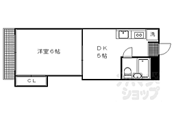 ヴィラエスポワール 2階1DKの間取り