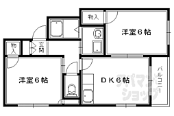 社ハイム 1階2DKの間取り
