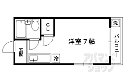 京都市営烏丸線 北大路駅 徒歩20分の賃貸マンション 3階1Kの間取り