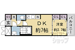 JR山陰本線 二条駅 徒歩8分の賃貸マンション 4階1DKの間取り