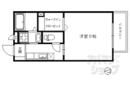 京都市営烏丸線 北山駅 徒歩16分の賃貸アパート 2階1Kの間取り