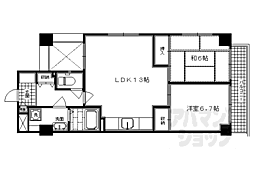 京都地下鉄東西線 京都市役所前駅 徒歩5分の賃貸マンション 4階2LDKの間取り