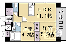 京都市上京区西上善寺町マンション 2LDKの間取図画像