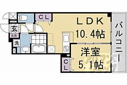 叡山電鉄叡山本線 修学院駅 徒歩6分の賃貸マンション 5階1LDKの間取り