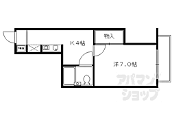 京都市営烏丸線 五条駅 徒歩7分の賃貸マンション 3階ワンルームの間取り