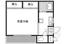 ドメーヌ新町 4階1Kの間取り