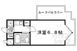 デ・リード御所北 4階1Kの間取り