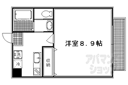 フラッティ一条御前 4階1Kの間取り
