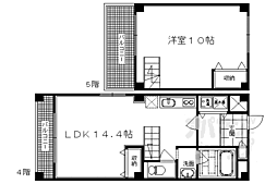 京都市営烏丸線 丸太町駅 徒歩2分の賃貸マンション 4階1LDKの間取り