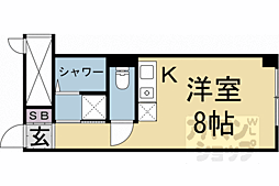 叡山電鉄叡山本線 修学院駅 徒歩5分の賃貸マンション 4階ワンルームの間取り