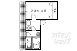 叡山電鉄叡山本線 元田中駅 徒歩15分の賃貸マンション 2階1Kの間取り