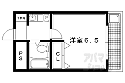 京阪本線 出町柳駅 徒歩5分の賃貸マンション 2階1Kの間取り
