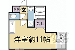 京都市営烏丸線 北山駅 徒歩10分の賃貸マンション 4階1Kの間取り