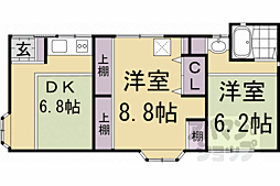 東柏荘 2DKの間取図画像