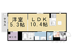 シャーメゾンちきりや大将軍 1LDKの間取図画像
