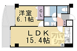 デ・リード河原町 1LDKの間取図画像