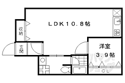 カーサ御所西 1LDKの間取図画像