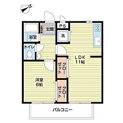 イトービル 1LDKの間取図画像