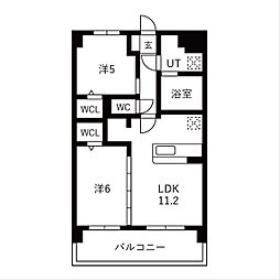 Y&M祇園 2階2LDKの間取り