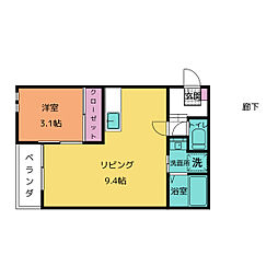 Grandtic Luce志賀本通 1階1LDKの間取り