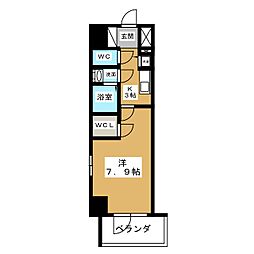 エスリード名城公園プライム 11階1Kの間取り