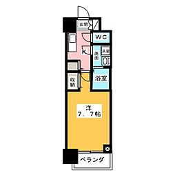 La Douceur黒川 2階1Kの間取り