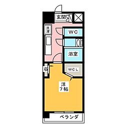 パルティール黒川本通り 9階1Kの間取り