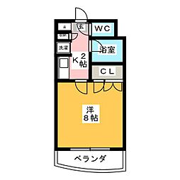 パインクレスト萩野 3階1Kの間取り