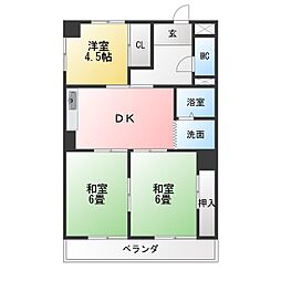 ナインズ平友 3DKの間取図画像