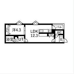 名古屋市北区生駒町7丁目アパート 1LDKの間取図画像