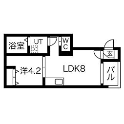 オリエンタル清水 1LDKの間取図画像