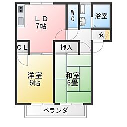 ハイツスリーゼ 2DKの間取図画像
