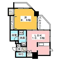 グラマシー城見通 1LDKの間取図画像