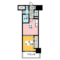 グランメゾン黒川 1DKの間取図画像