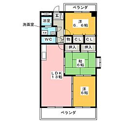 ベルジェ 3LDKの間取図画像