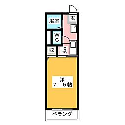 シティハイムクレスト 1Kの間取図画像
