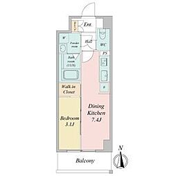 プレイズシード名城公園 1DKの間取図画像