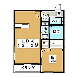 ヘーエンブルク 1LDKの間取図画像