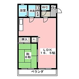 サンダイマンション 1LDKの間取図画像