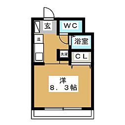 ユースエザキ ワンルームの間取図画像