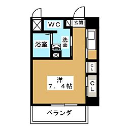 クレド黒川 ワンルームの間取図画像