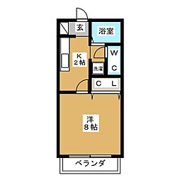 KEコーポファウンティン1 1Kの間取図画像